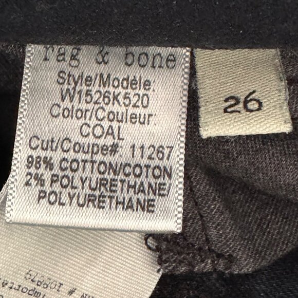 Rag & Bone Women's Coal Cigarette Skinny Jeans Size 26 Button Fly Cotton Denim - Picture 2 of 15